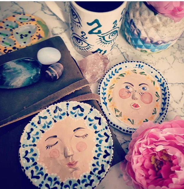 Painted Clay Plate and Clay Pot